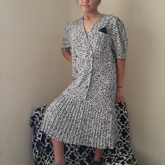 Vintage Art Deco Pleated Accordian Drop Waist 90s - Picture 7 of 8